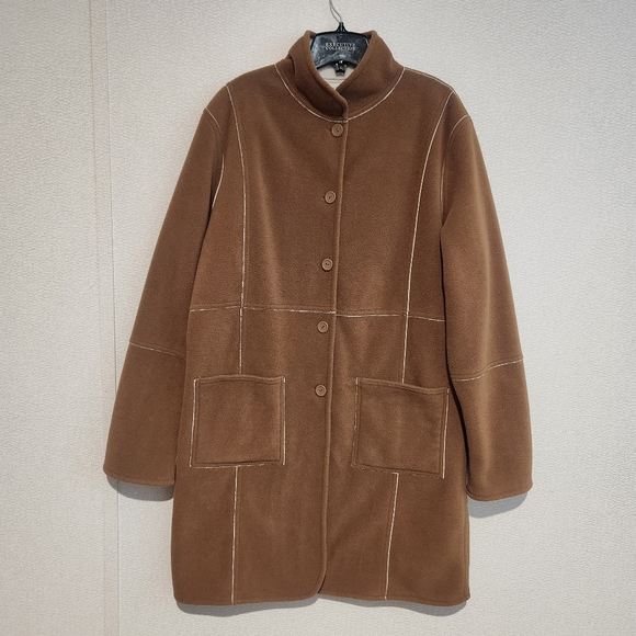 Susan Graver Jackets & Blazers - Susan Graver Reversible Fleece Lkng Coat Medium Knee Length